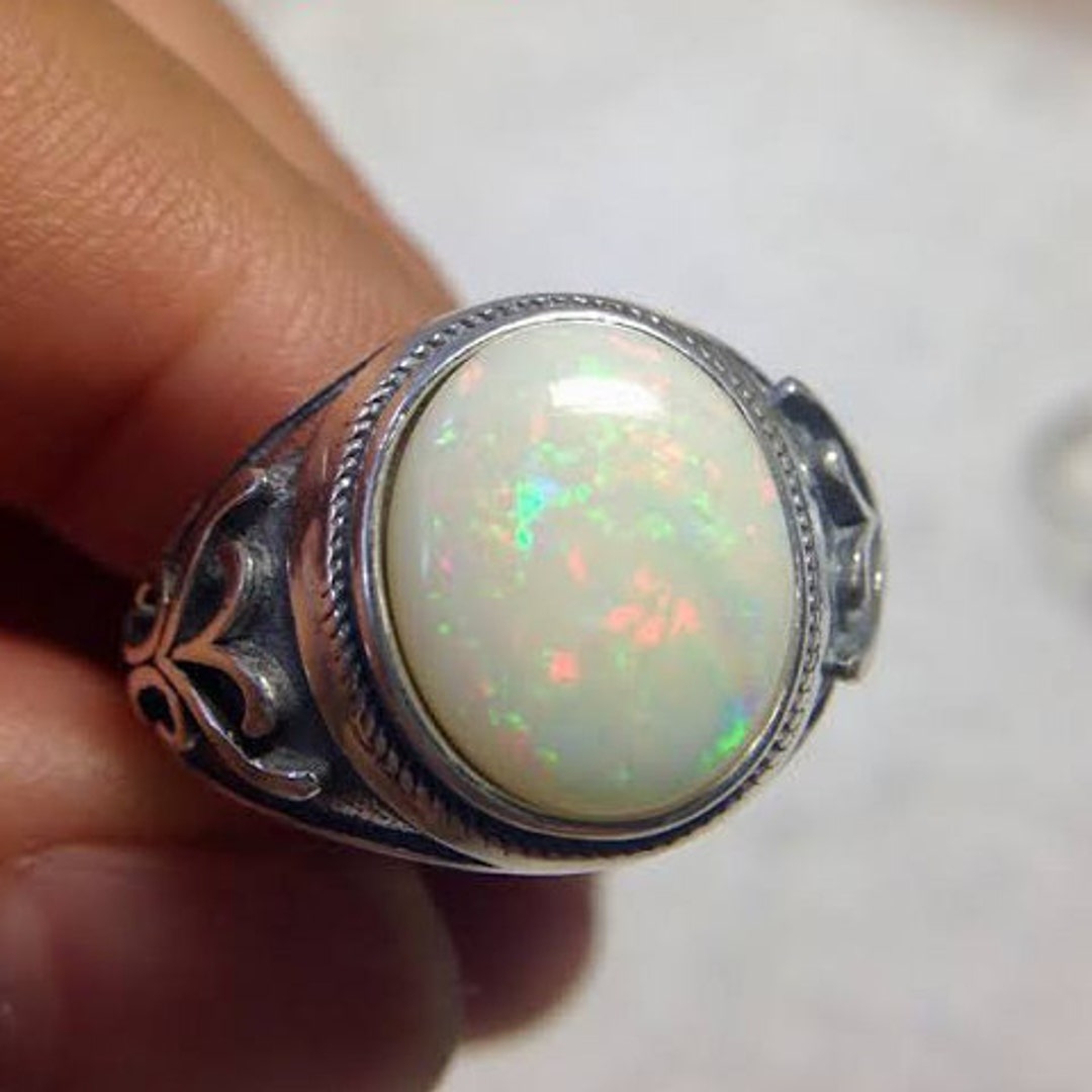 Fire Opal Ring for Men 925 Sterling Silver AAA Quality Opal - Etsy