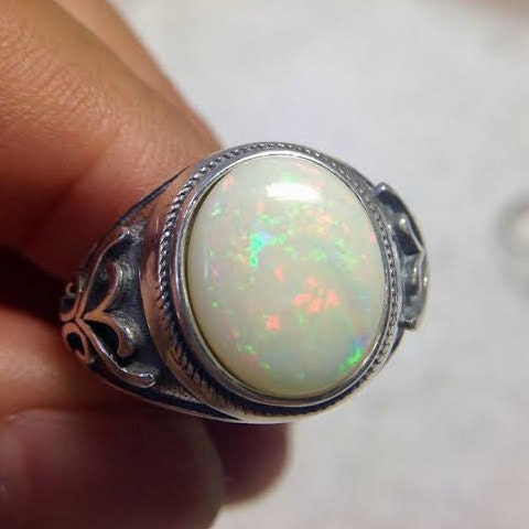 Mens Opal Ring in Silver | Rings for men, Opal ring gold, Opal rings