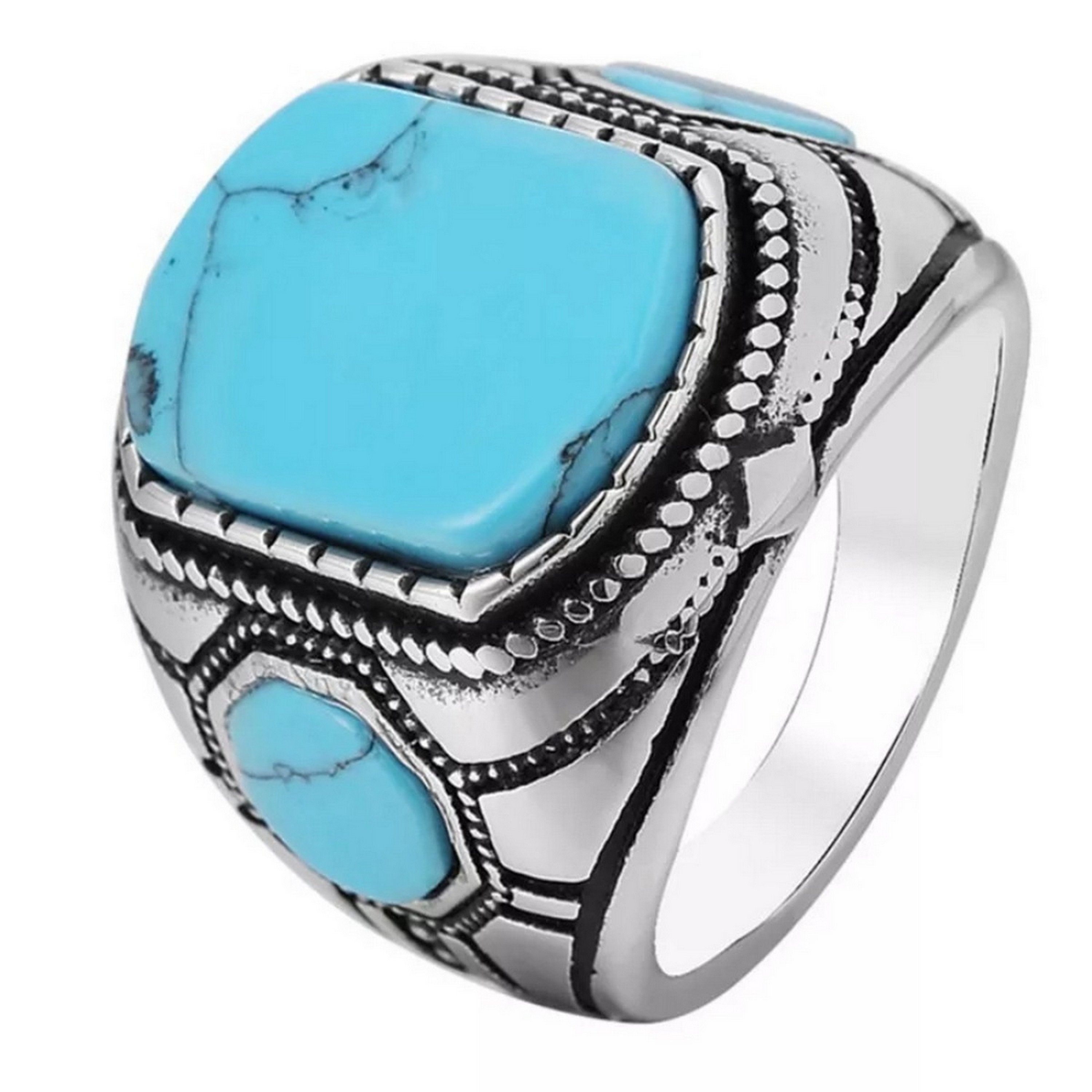 Natural Turquoise Ring for Men 925 Sterling Silver AAA Etsy
