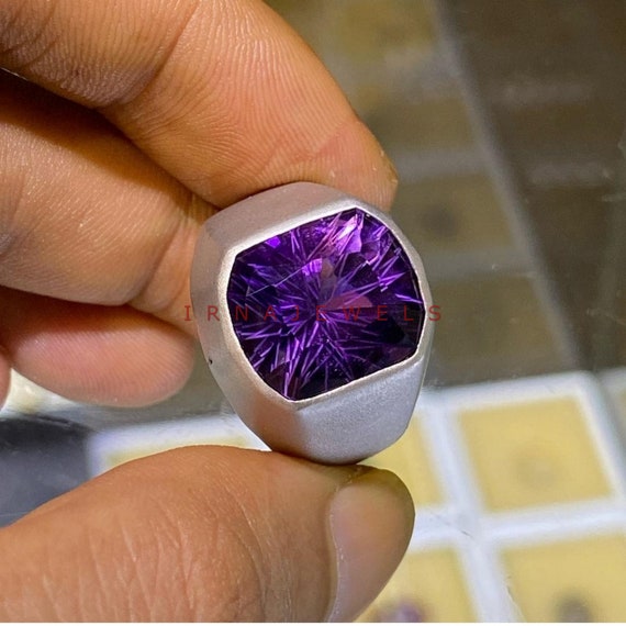 Amethyst Gem Ring for Men 925 Sterling Silver AAA Quality