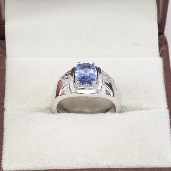 Blue Sapphire Men Ring 925 Sterling Silver AAA Quality - Etsy