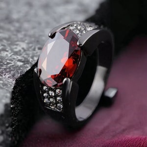 Granat Herren Ring, 925 Sterling Silber, AAA Qualität Granat Ring, Versprechen Ring, Hochzeit Vergoldet Herren Ring, Silber Ring, Herren Ring