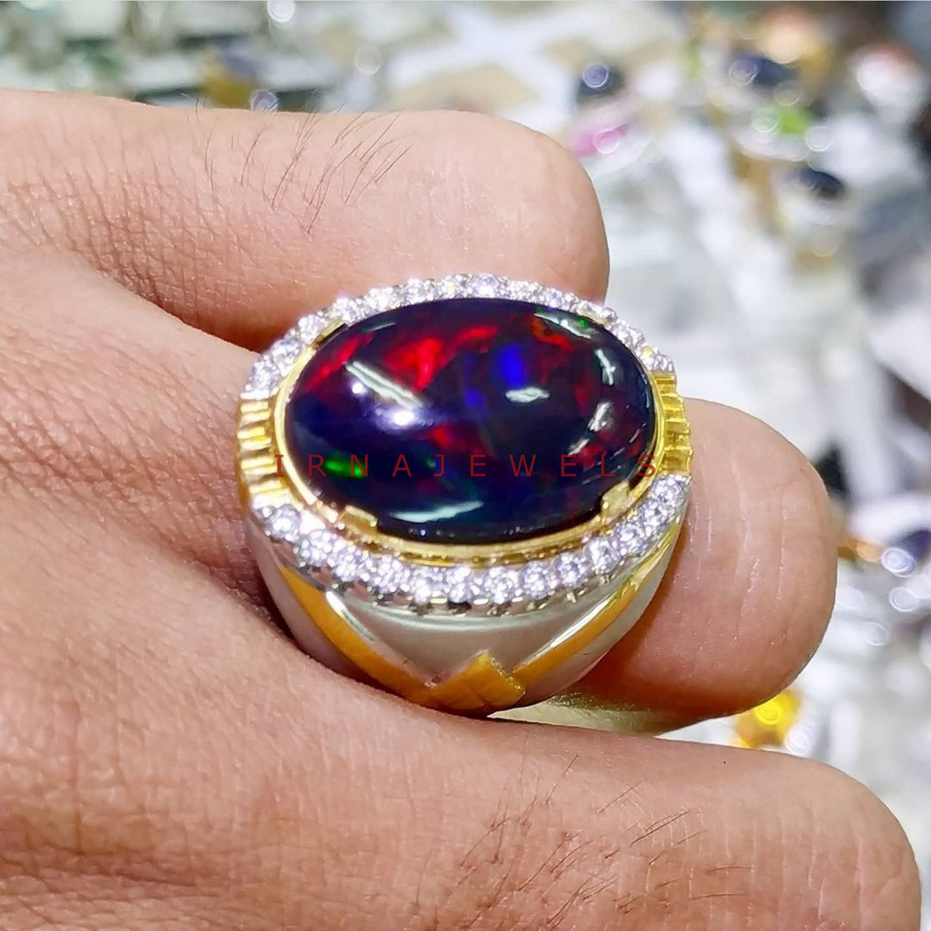 Black opal ring mens deals