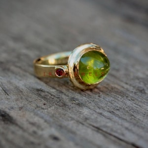 Peridot Ring, Solid 925 Sterling Silver, AAA Quality Peridot Ring, Handmade Gold Plated Silver Ring, Personalized Gift