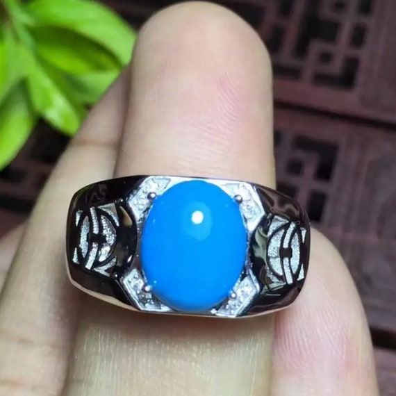 Buy Turquoise Gem Vintage Men Ring, 925 Sterling Silver, AAA Quality Turquoise  Ring, Statement Ring, Handmade Wedding Personalized Ring Online in India -  Etsy