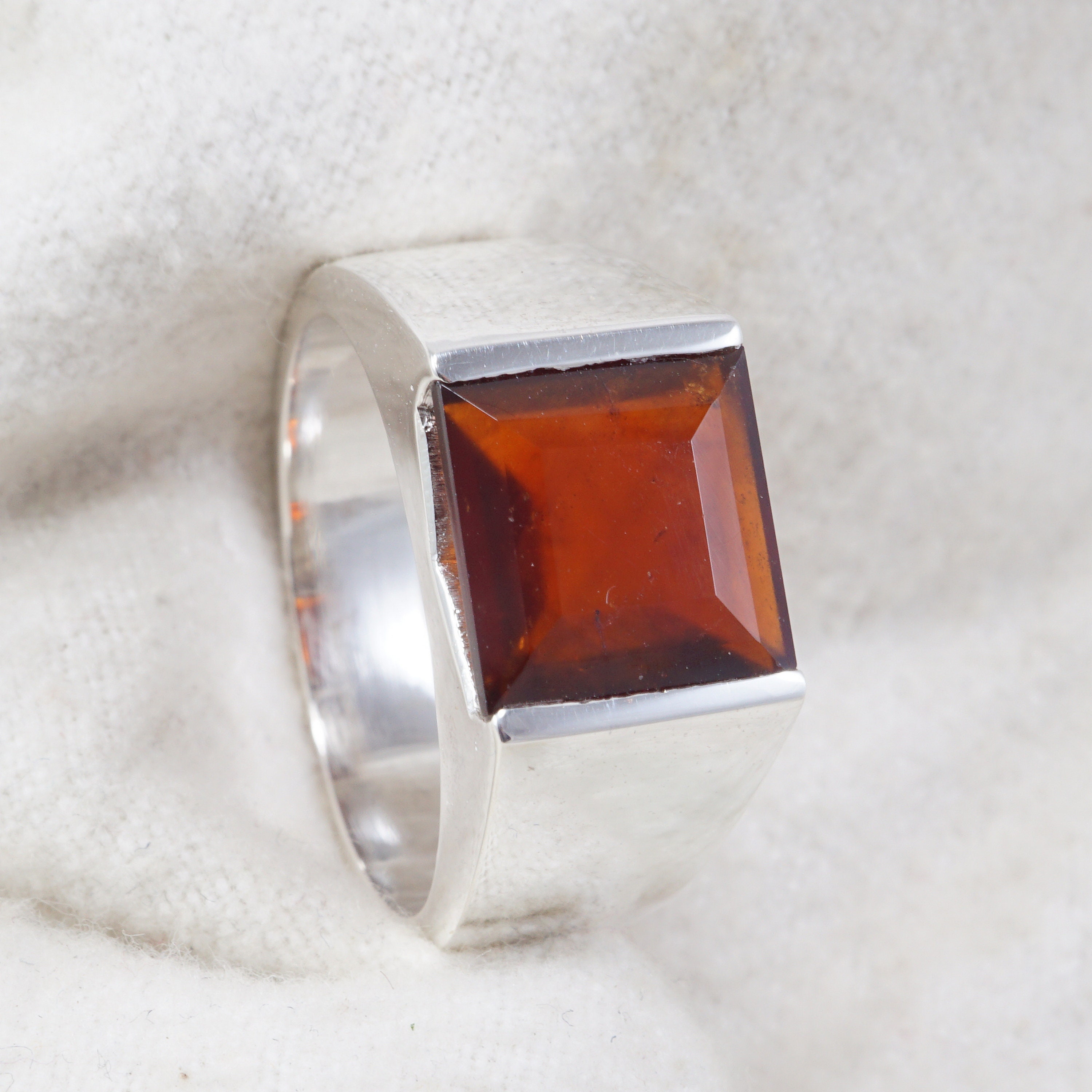 Natural Garnet Silver Ring for Men Statement Ring Gift for - Etsy