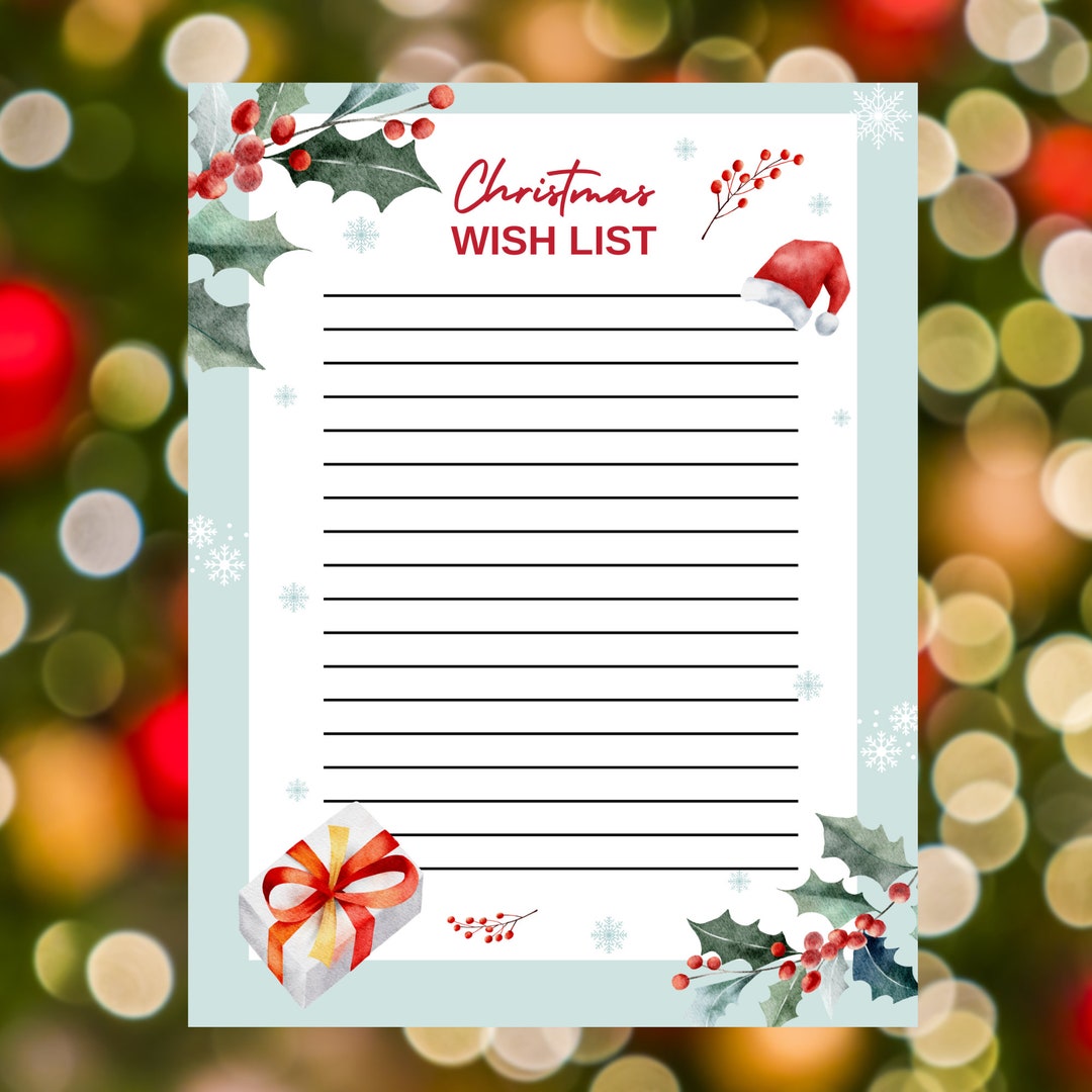 Printable Christmas Wish List Digital Download Instant Etsy