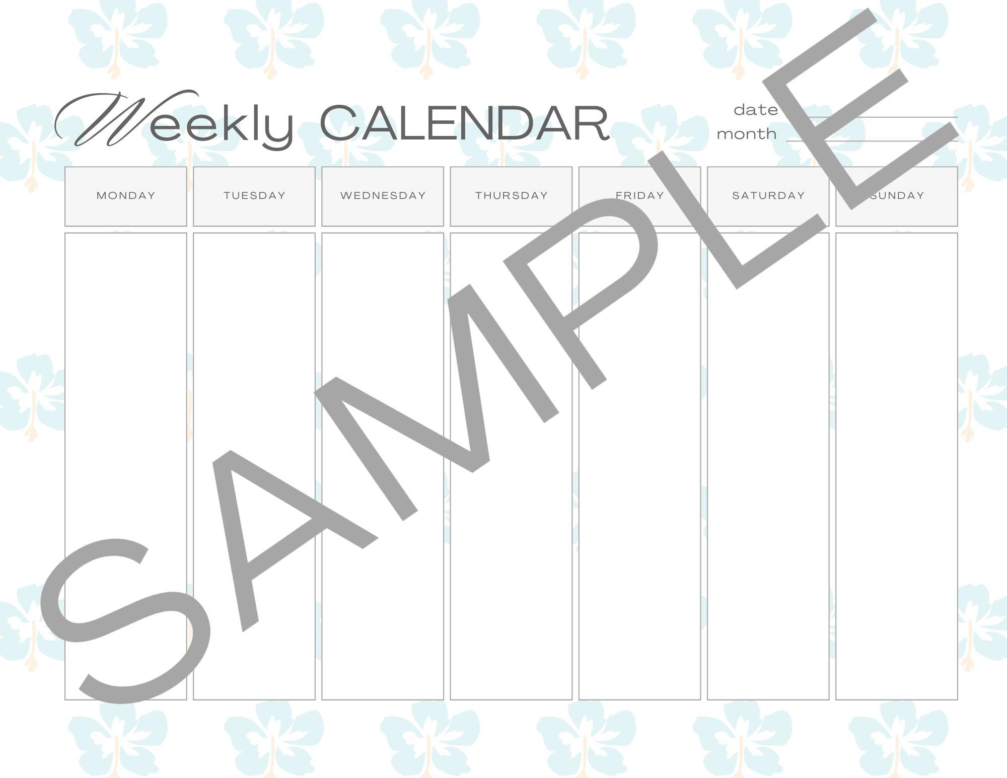 Printable Weekly Calendar | Tropical Flowers Print - Etsy