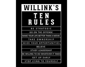 Jocko Willink's Ten Rules Poster: Navy Seal Inspiration