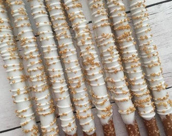 Chocolate Covered Pretzel Rods! Dipped Perfect for Parties, Bridal Showers, Bridal Party, Wedding. Sealed!