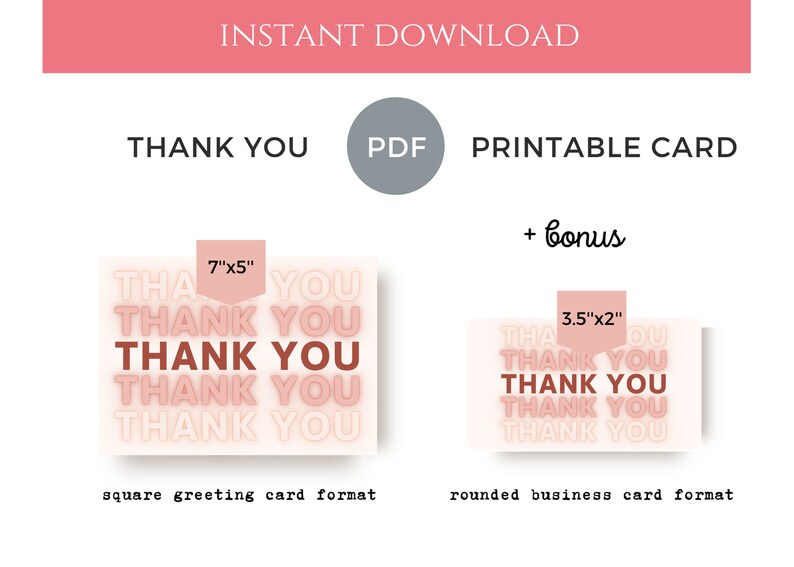 Printable PDF Digital Files of THANK YOU Card. Greeting - Etsy