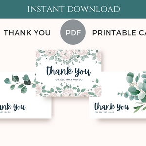 Printable PDF Digital Files of THANK YOU Card. 3 Greeting Card Print ...