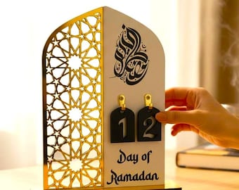 Ramadan Calendar: Wooden and Acrylic Ramadan Decoration,  Islamic Table Decor, Muslim Gift