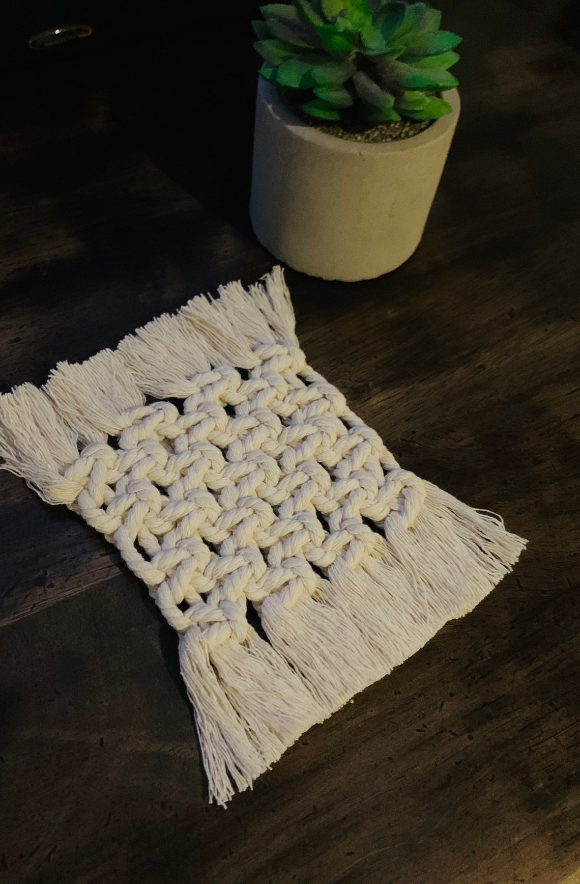 Macrame Square Coaster Etsy