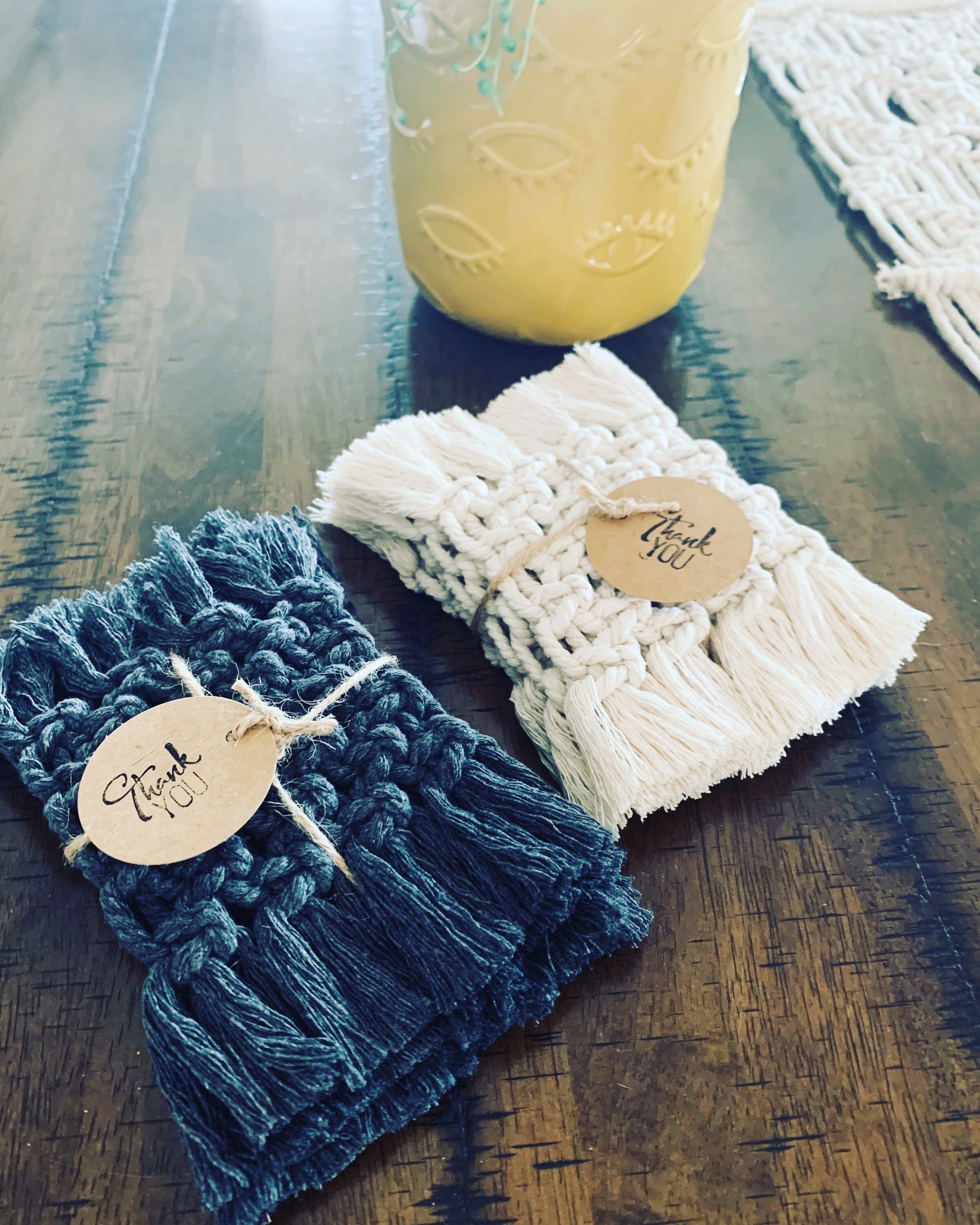Macrame square coaster Etsy