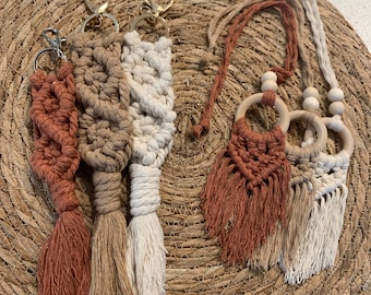 Macrame boho car diffuser & keyring set