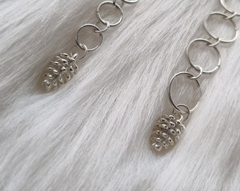 Knitting row counter silver pinecone | Chain row counter | 4, 6, 8, 10, 12 rings | customizable