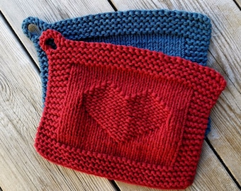 Heart Potholder - knit pattern|Potholder pattern|Instant Download|Beginner friendly|Interior knit|Simple knitting pattern