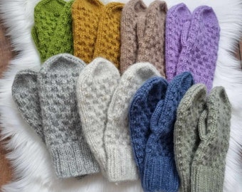 Felted mittens knit kit! Yarn and pattern for Aurora Felted mittens! 100% natural wool