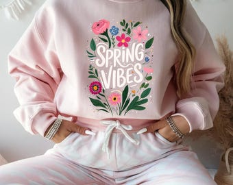 Heavy Blend Crewneck Sweatshirt,  Spring Vibes Sweatshirt, Unisex Sweatshirt, Casual Crewneck, Casual Lounge Wear