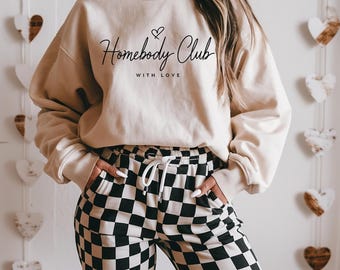 Heavy Blend  Crewneck Sweatshirt,  Homebody Club Sweatshirt, Unisex Sweatshirt, Casual Crewneck, Casual Lounge Wear