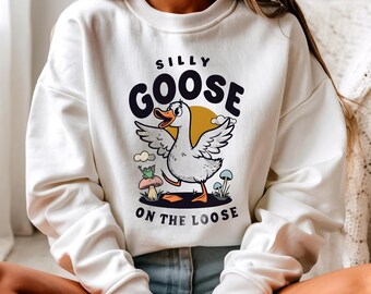 Heavy Blend  Crewneck Sweatshirt,  Silly Goose Sweatshirt, Unisex Sweatshirt, Casual Crewneck, Casual Lounge Wear