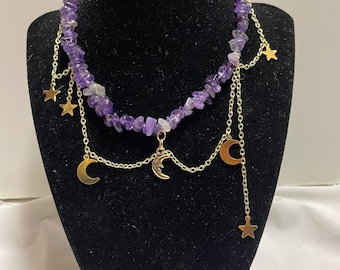 Estela {Indie Beaded Necklace | cottage core necklace | astrology necklace | moon and star necklace | y2k necklace}