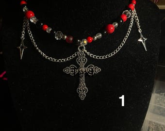 Red and Black Cross Necklace!