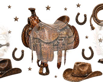 Saddlework Cowboy Western Rustic Tumbler Wrap | PNG| UV DTF| Digital Download | 16oz 20oz
