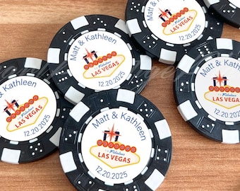 Żetony do pokera w kasynie Las Vegas, spersonalizowane żetony do pokera na ślub, pamiątka dla pary młodej, upominki dla gości weselnych, 7 kolorów i 12 wzorów do wyboru