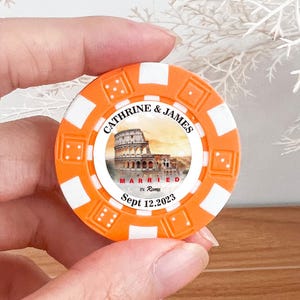 Fiches da poker personalizzate per la location del matrimonio, ricordo di nozze con nome personalizzato, regalo di fidanzamento, bomboniera, fiches per feste a tema Las Vegas