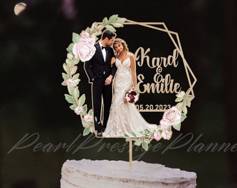 Couple Portrait Cake Topper, Design Your Own Cake Topper, Custom Text/Image/Logo/ Cake Topper, Wedding Cake Topper