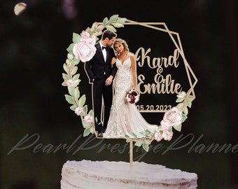 Paar Porträt Cake Topper, Designe deinen eigenen Torten Topper, Benutzerdefinierter Text / Bild / Logo / Cake Topper, Hochzeitstorte Topper