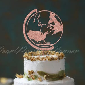 Custom Long Distance Wedding Cake Topper, Travel Wedding Cake Decor, Country/State Map Home Decor, Destination Wedding Keepsake