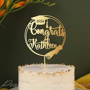 Personalized Graduation Name Cake Topper, 2024 Congrats Graduation Cake Topper, Glitter College Cake Decor, Graduation Gift For Her