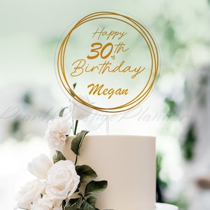 Personalized Acrylic Birthday Cake Topper, Birthday Cake Sign, Happy 30th Birthday Topper, Fabulous Cake Topper, Birthday Celebration