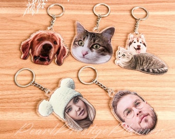 Custom Photo Keychain, Personalized Pet Portrait Keyring, Acrylic Charm, Full-Color Logo Printing Ornament, Graduation Gift,Fathers Day Gift