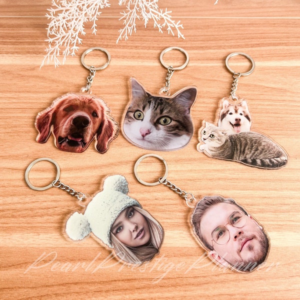 Benutzerdefinierte Foto Schlüsselbund, personalisierte Haustier Porträt Schlüsselanhänger, benutzerdefinierte Acryl Charme, Vollfarb-Logo Druck Ornamente, Weihnachtsgeschenk für sie