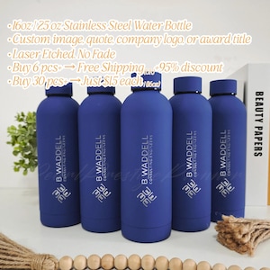 Custom Engraved Logo Water Bottle, Bulk Order Corporate Gifts, Employee Awards, Business Event Favors, Year End Gift, Party Supply