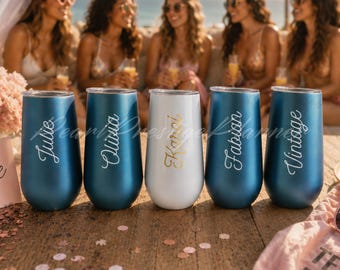 Personalized Champagne Tumbler, Bridesmaid Proposal Gift, Wedding Party Cups, Custom Name Cup, Bridal Shower,Retirement Gift, Corporate Gift