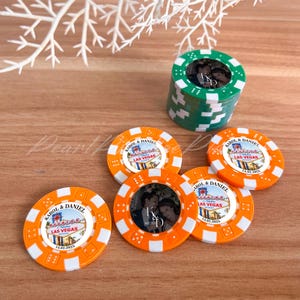 Gettoni per bomboniere di addio al nubilato a Las Vegas, gettoni da poker a tema casinò, festa di ballo di fine anno a Las Vegas, regalo per amanti del gioco d'azzardo, gettoni portafortuna per sposi