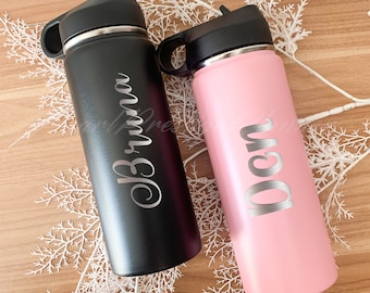 Wasserflasche mit Strohhalm, personalisierte Thermotasse mit Gravur, Edelstahl-Wasserkessel, individuelles Brautjungferngeschenk