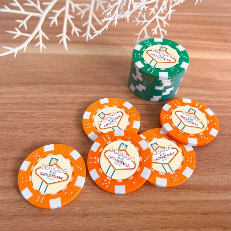 Pokermarker för bröllop i Las Vegas, pokermarker för marskalken i kasinot, present att vara min best man, frieripresent för brudtärnor, bröllopsgåvor bild 12