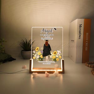 Luz nocturna con foto personalizada, placa acrílica de graduación, decoración "Muy orgulloso de ti", regalo de la generación de 2025 para ella, regalo inspirador de graduación.