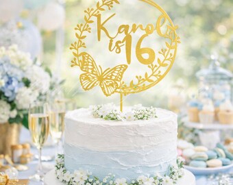 Birthday Cake Topper, Butterfly Cake Topper, Rustic Chic Wedding Cake Topper, Personalized Mr and Mrs Cake Toppers, Sweet 16 Gift