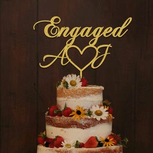 Engagement Cake Topper, Monogram Initials Cake Topper, Wedding Party Cake Topper, Just Engaged Gift, Gift for Couple
