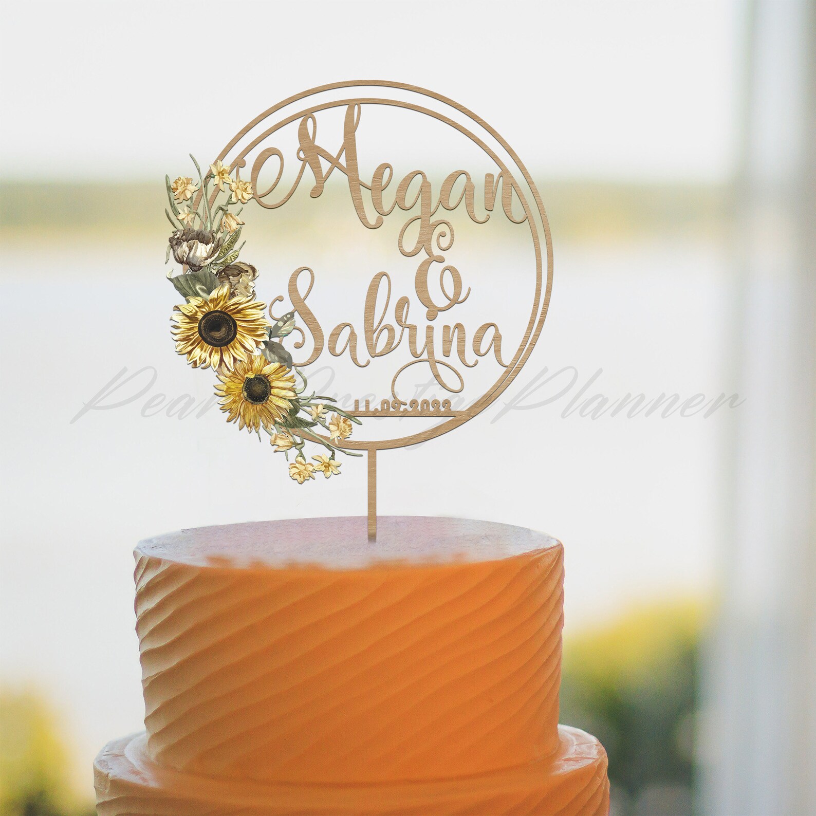 Sunflower Wedding Cake Topper Garden Wedding Cake Decor Etsy