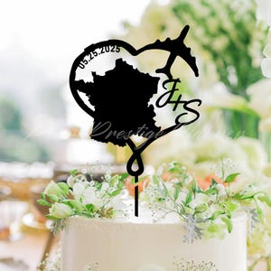 Frankreich Karte Hochzeitstorte Topper, personalisierte Bestimmungsort Hochzeitsdeko, Andenken der Reise-Liebhaber, personalisierter Gfit
