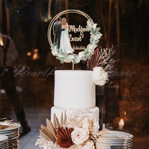 Décoration de gâteau de mariage verdure, décoration de gâteau silhouette couple, ornement de gâteau robe et costume, décoration de gâteau de fiançailles, cadeau personnalisé image 9