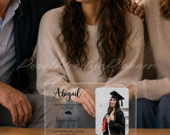 Custom Graduation Gift for Daughter, Graduate Photo Plaque, Class of 2026 Keepsake, Personalized College Graduation Decor